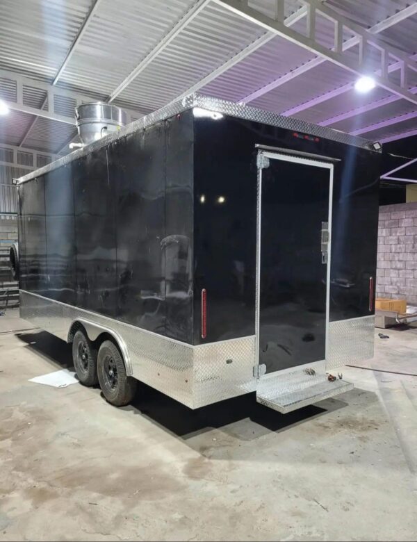 Beautiful 8x18ft Black food trailer with the following equipment - Image 2