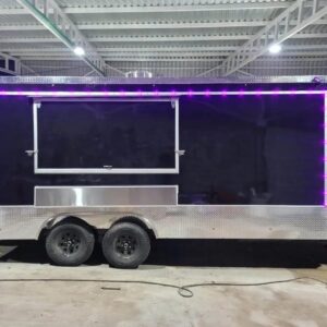 Beautiful 8x18ft Black food trailer with the following equipment